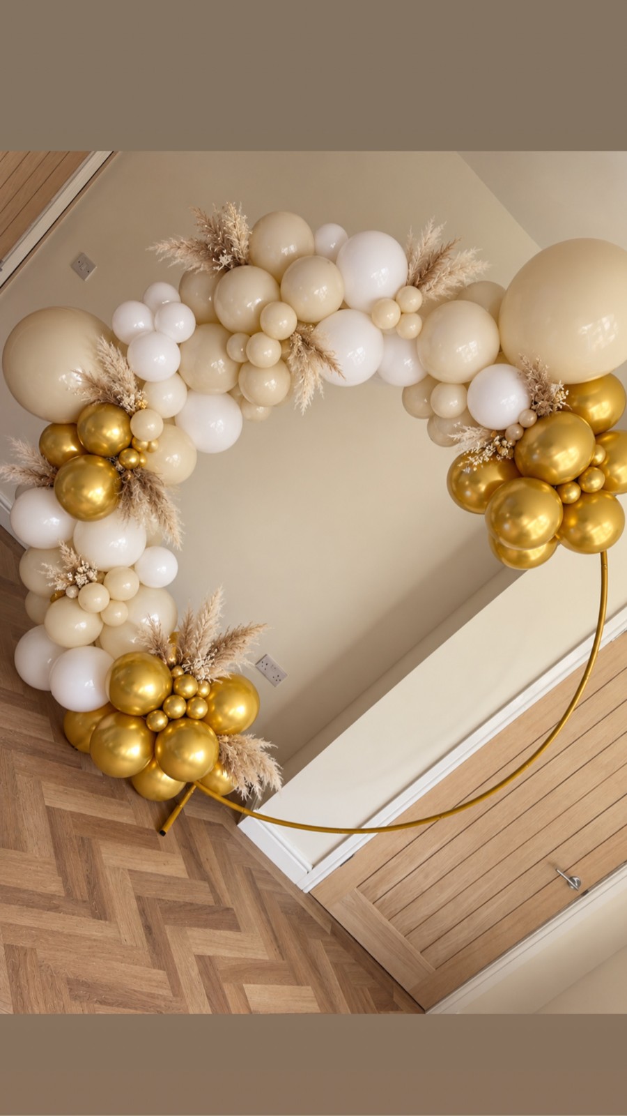Ivory and gold pampas hoop