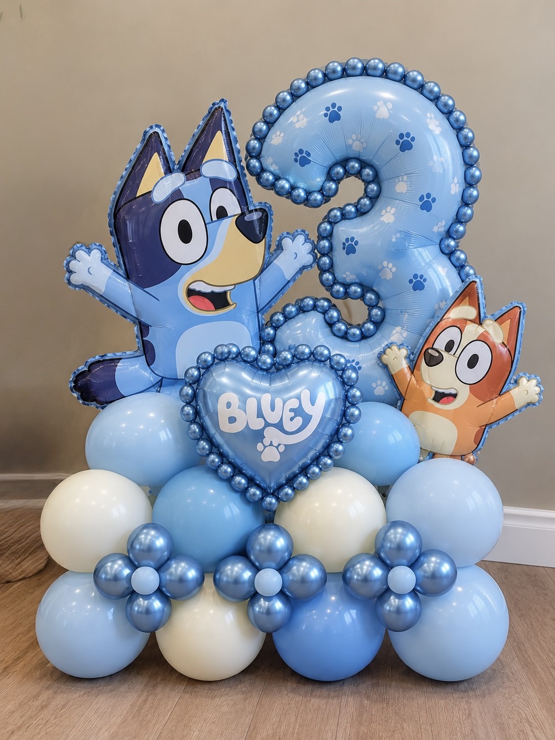Bluey birthday balloon stack